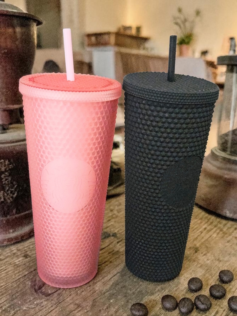 STARBUCK'S TUMBLER SET PINK AND BLACK 24 OZ